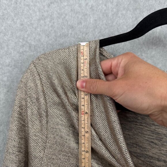 Chicos Womens Metallic Knit Cowl-Neck Top Size M Gold Stretch Knit Shimmery NEW - Picture 8 of 11